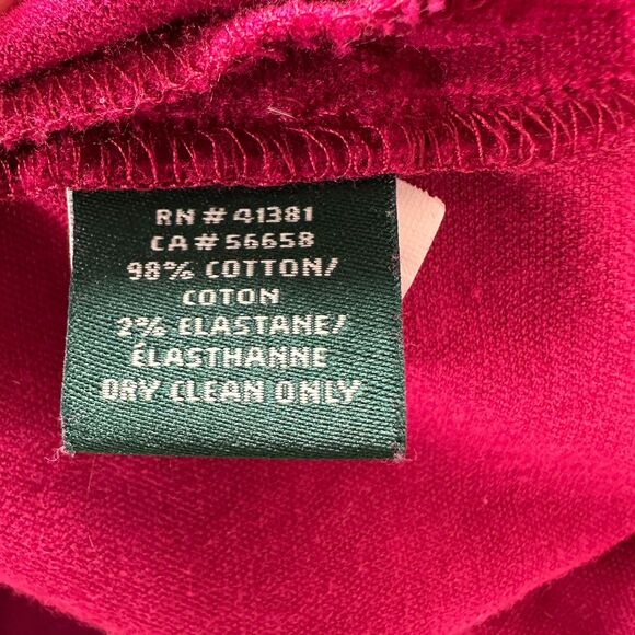 Lauren Ralph Lauren Pink Fuchsia Velvet Pull On Trouser Pants Women's Size 12 - Picture 2 of 5